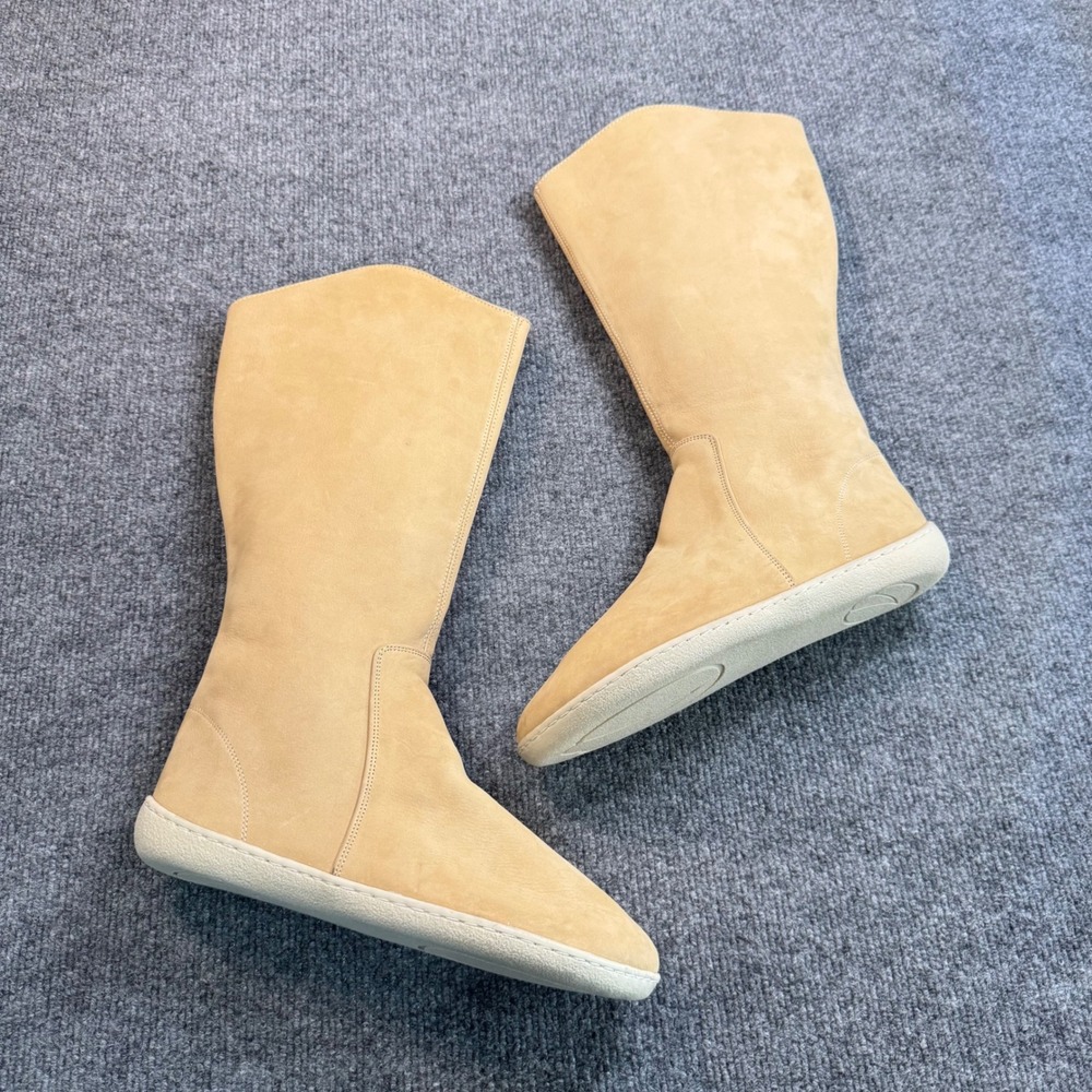 Aintap Tan Leather Minimalist Tall Barefoot Boots Size 40 Handmade Turkey